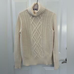 J. Crew Angora Rabbit Hair and Wool Turtleneck Ivory Sweater Size Small